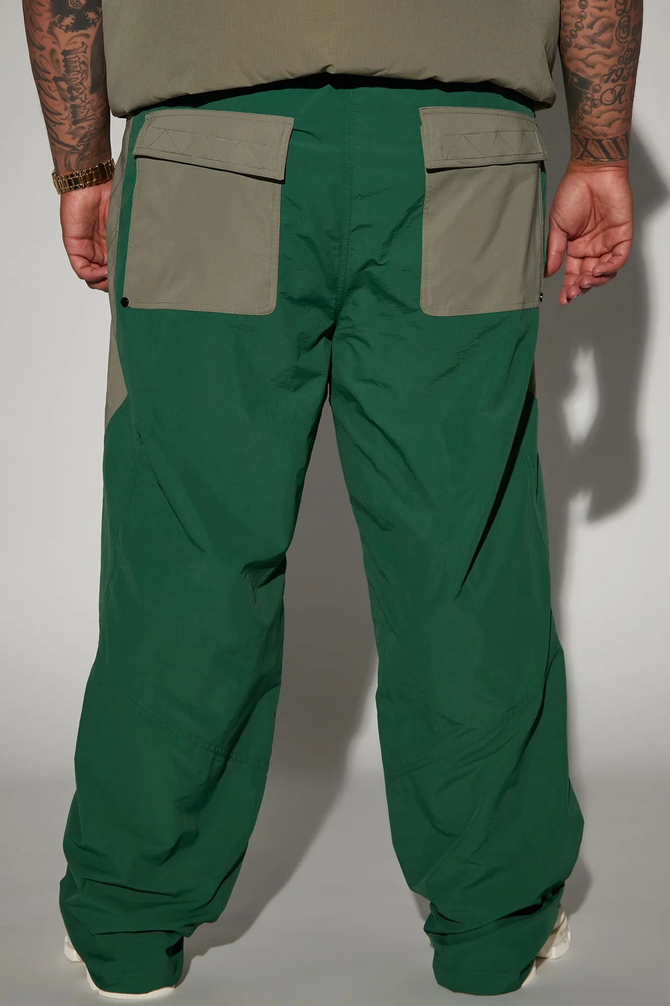 Ahead Of My Game Straight Nylon Utility Pants - Green/combo