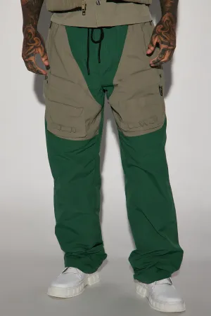 Ahead Of My Game Straight Nylon Utility Pants - Green/combo