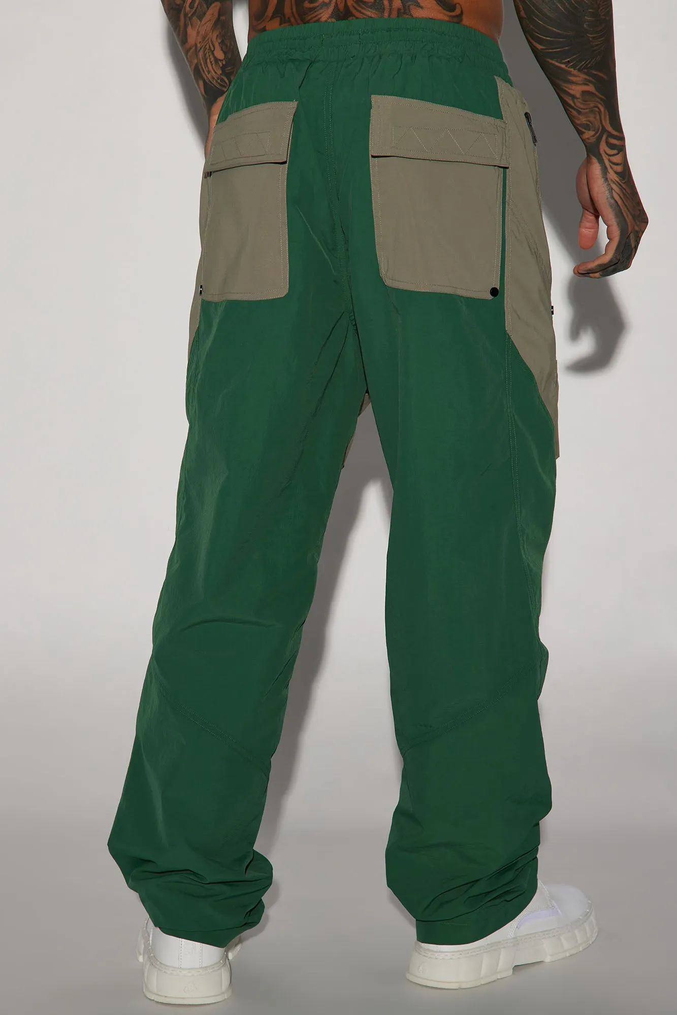 Ahead Of My Game Straight Nylon Utility Pants - Green/combo