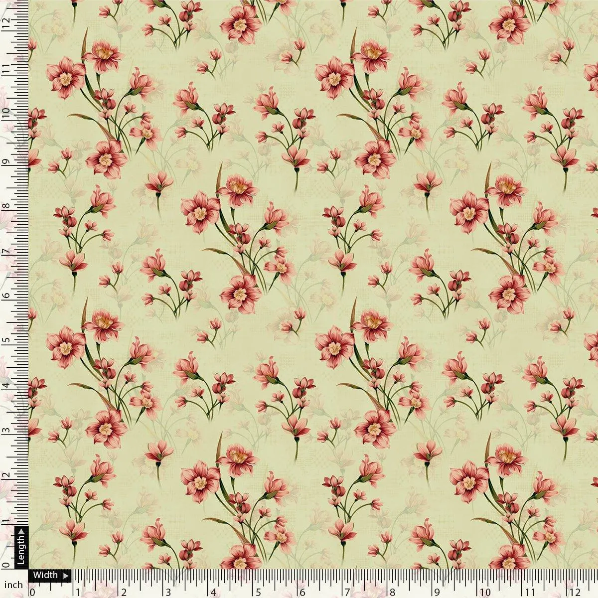 Beautiful Tiny Pink Chintz Digital Printed Fabric - Weightless