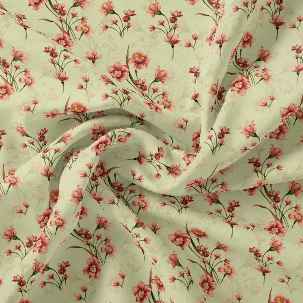 Beautiful Tiny Pink Chintz Digital Printed Fabric - Weightless