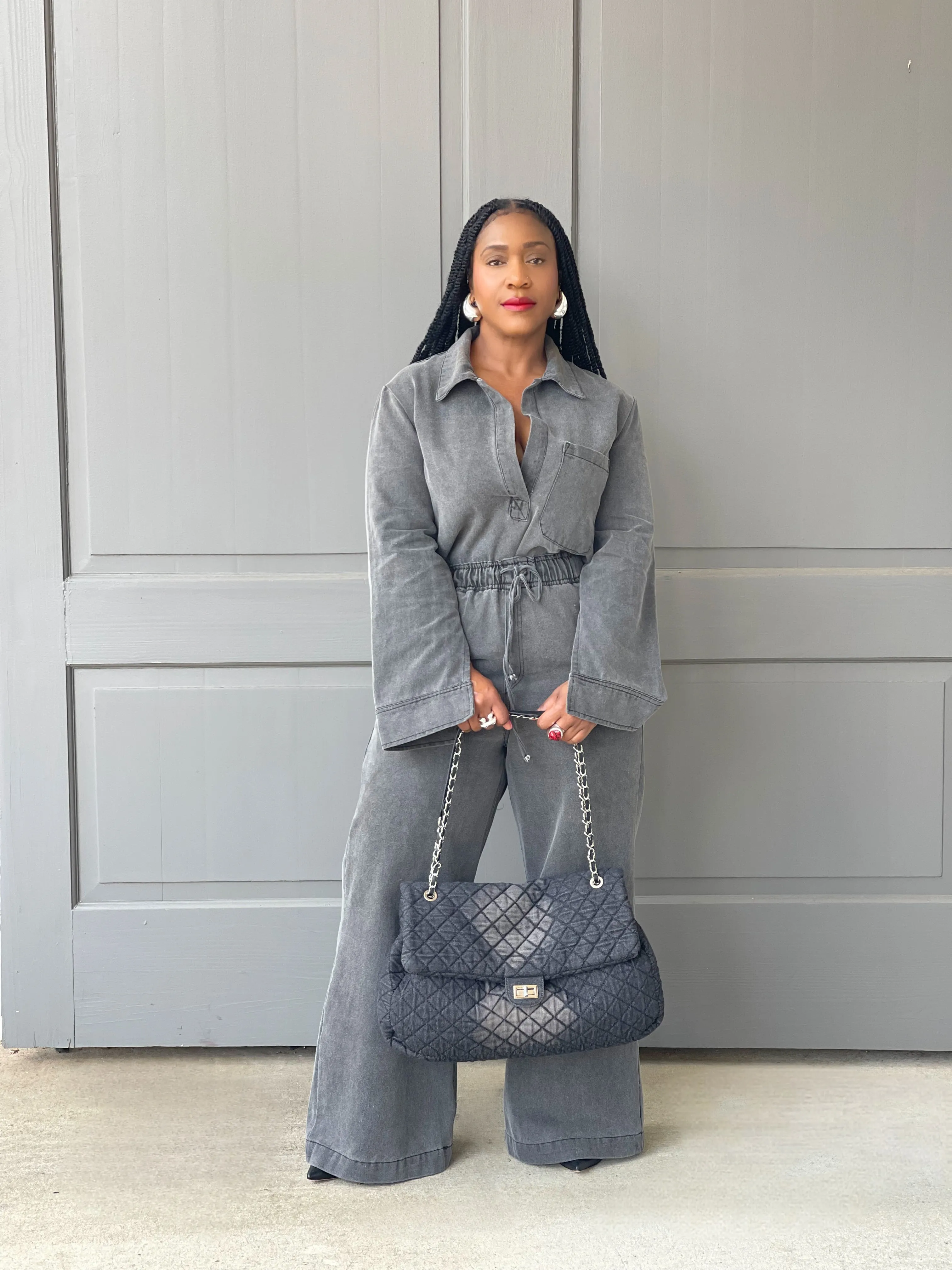 Charcoal Denim Pant Set