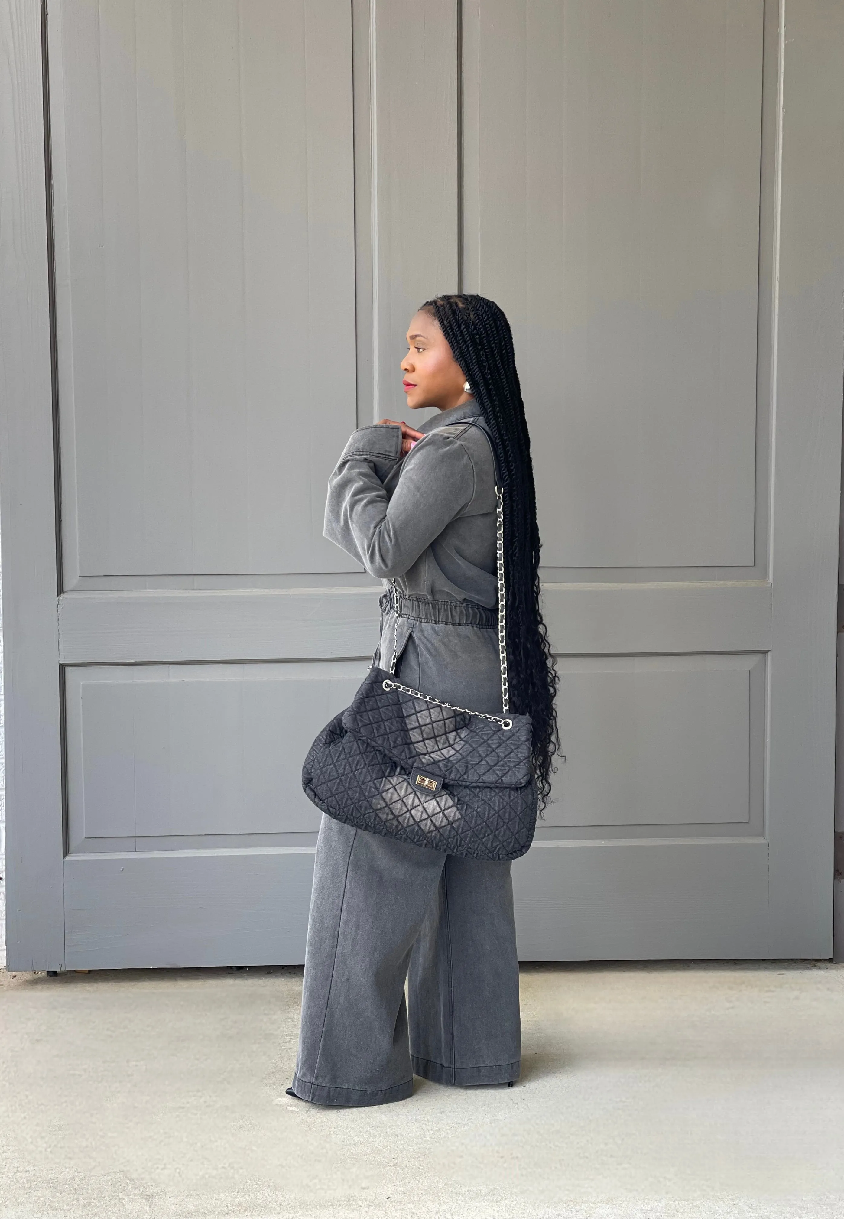 Charcoal Denim Pant Set