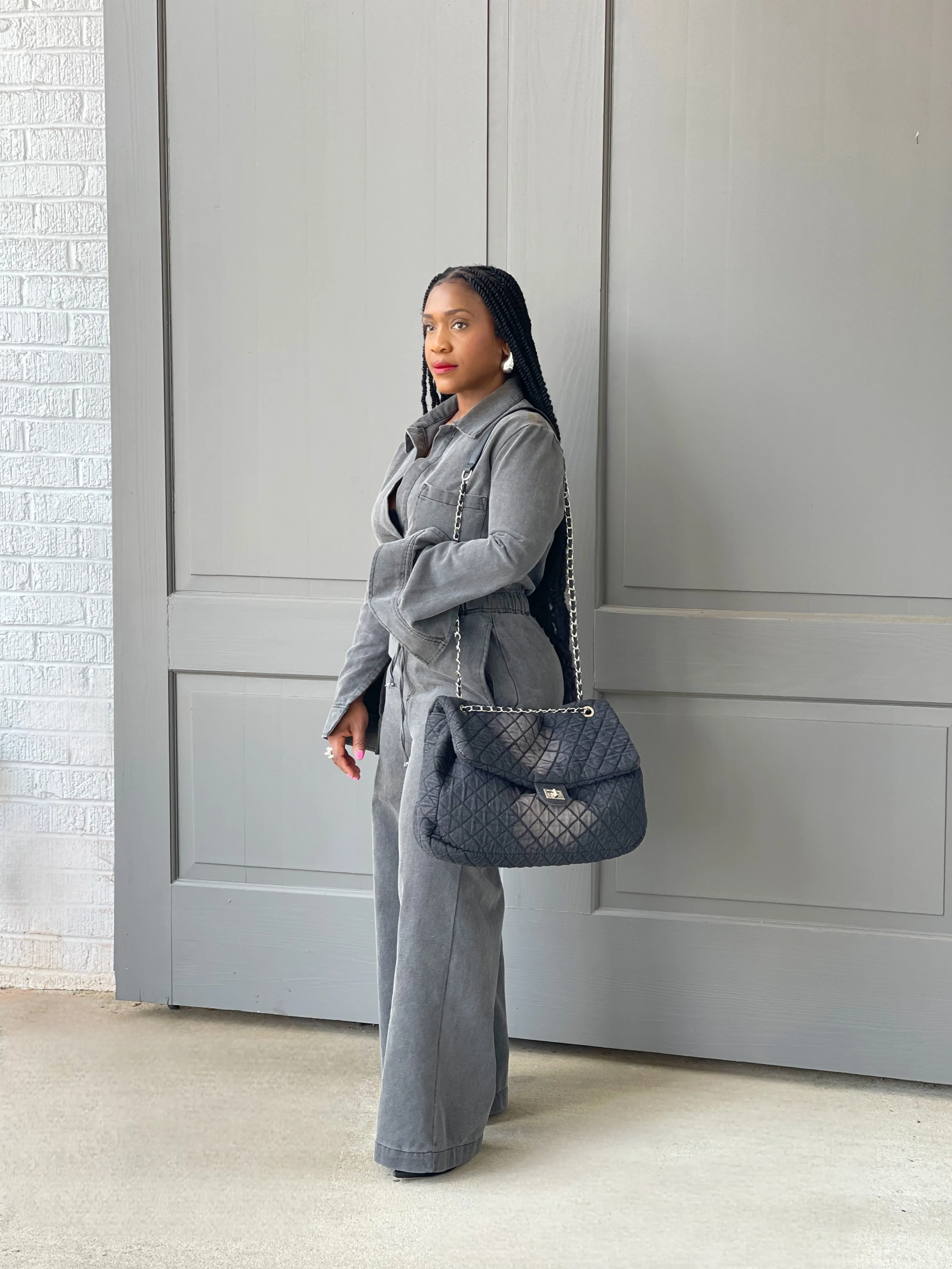 Charcoal Denim Pant Set