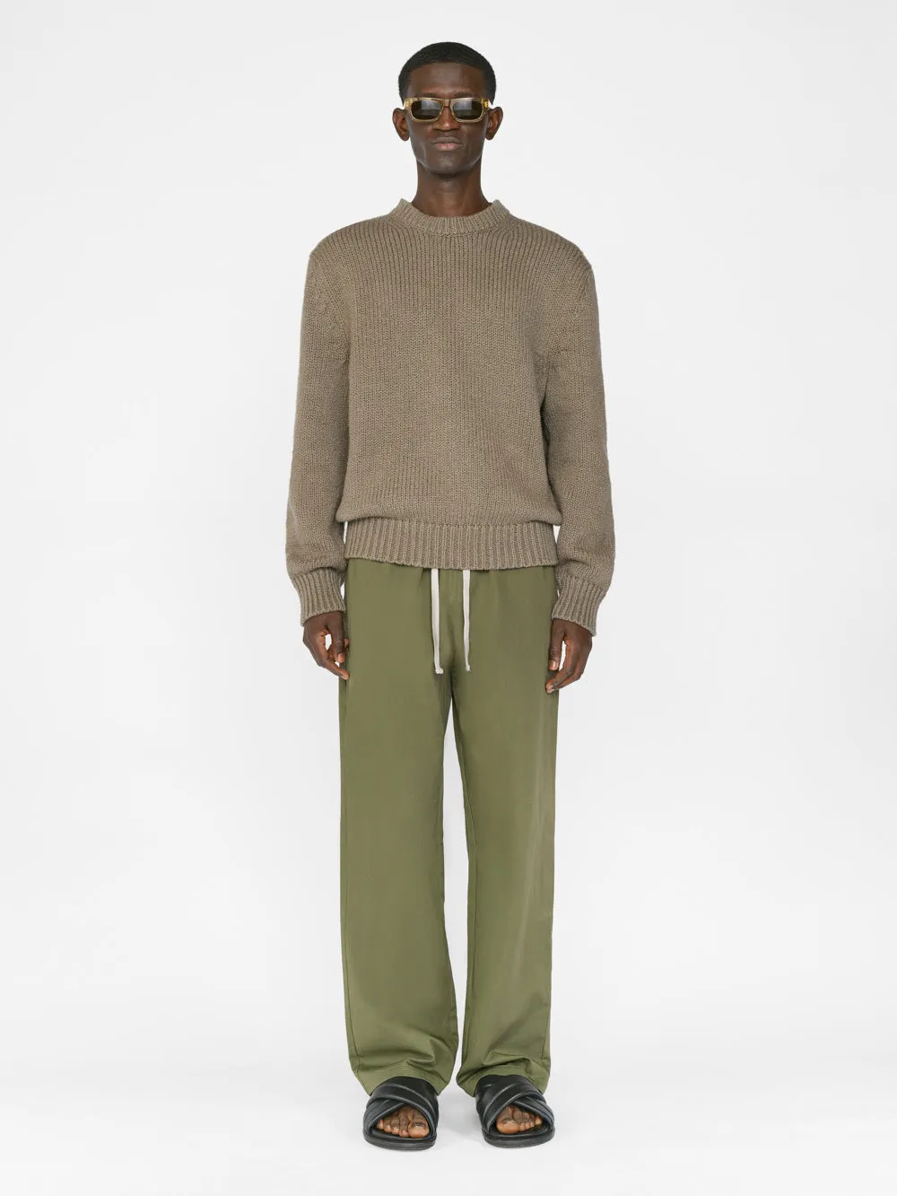 Chunky Cotton Sweater -- Taupe