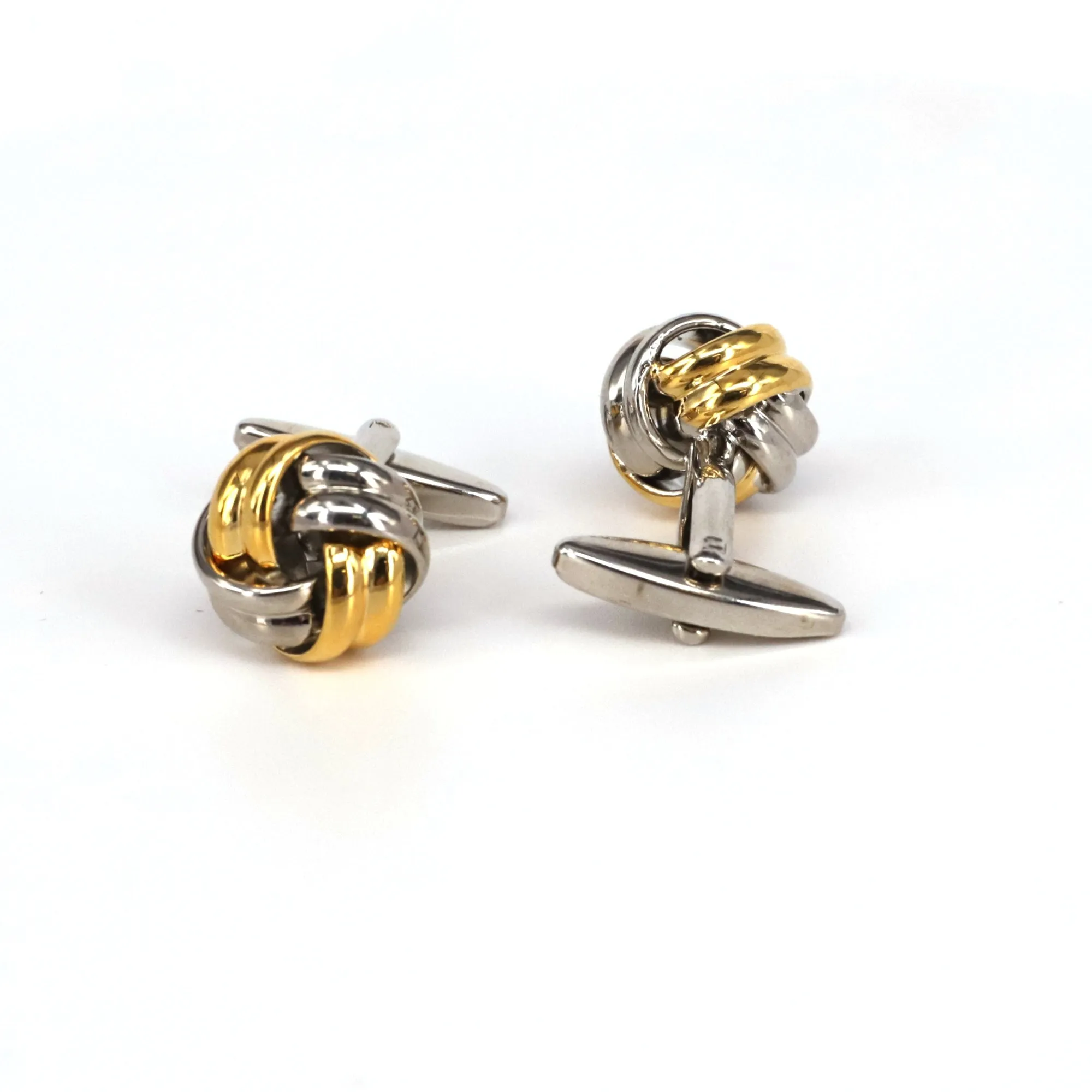Classical Gold and Silver Tone knot Brass Cufflinks (Online Exclusive)