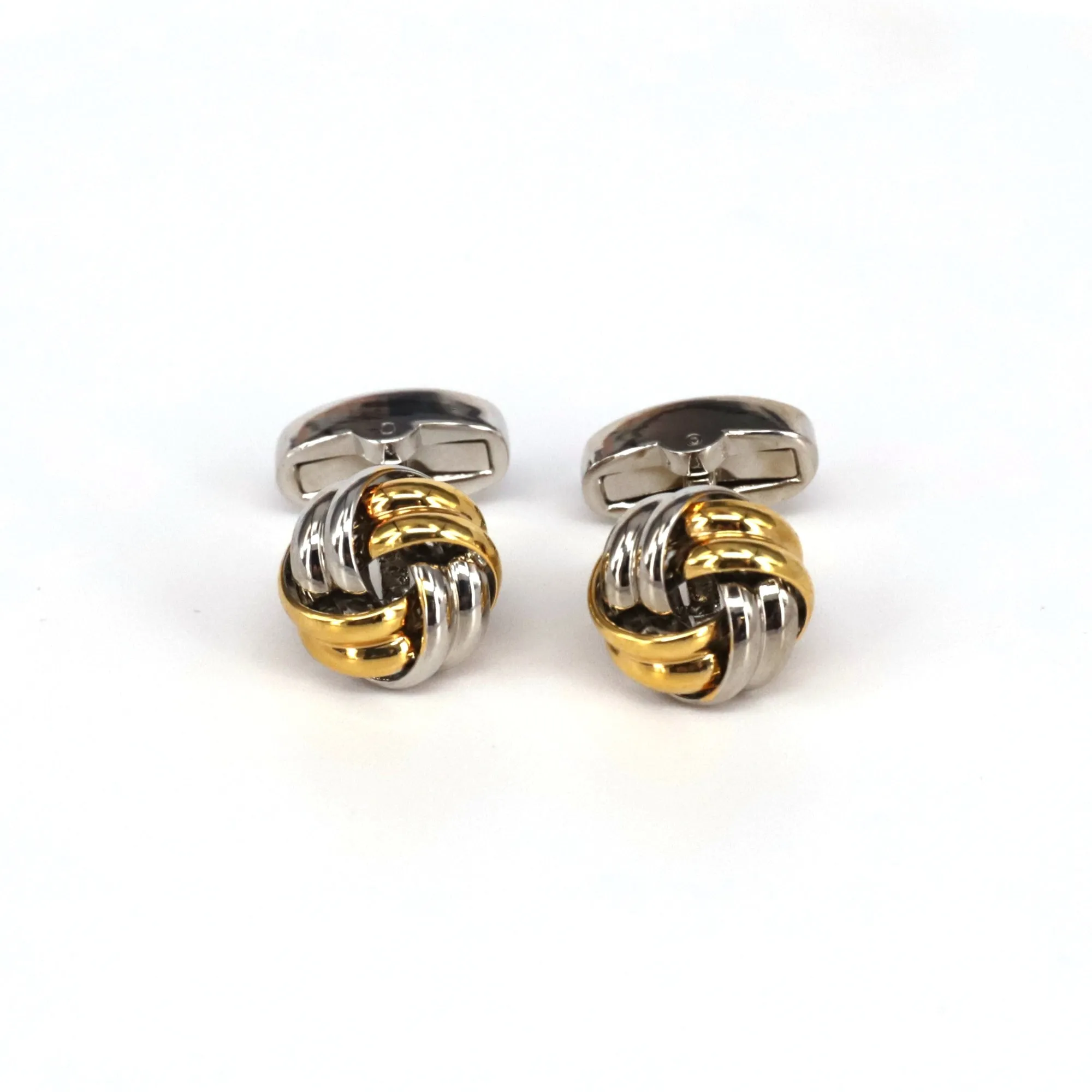 Classical Gold and Silver Tone knot Brass Cufflinks (Online Exclusive)
