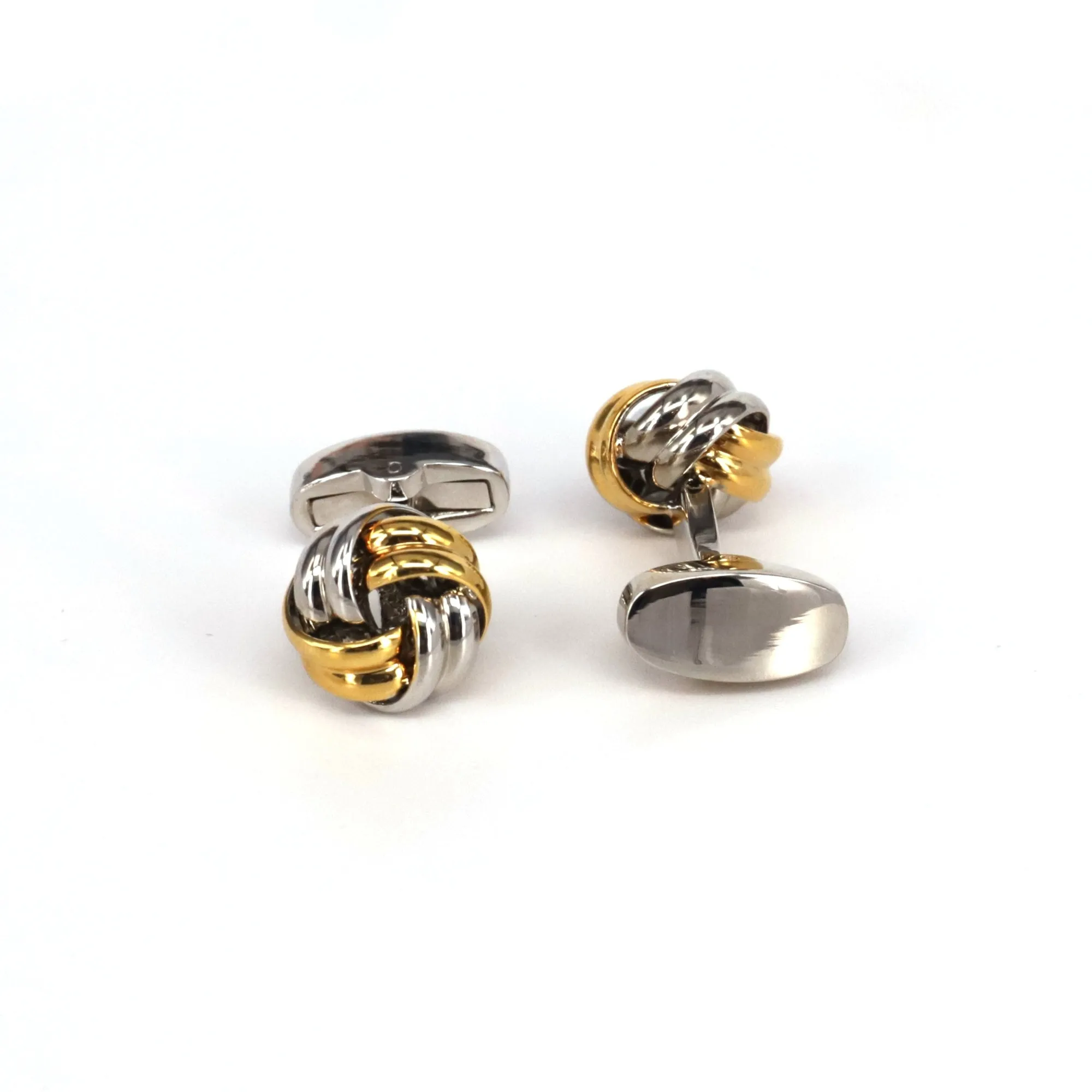 Classical Gold and Silver Tone knot Brass Cufflinks (Online Exclusive)