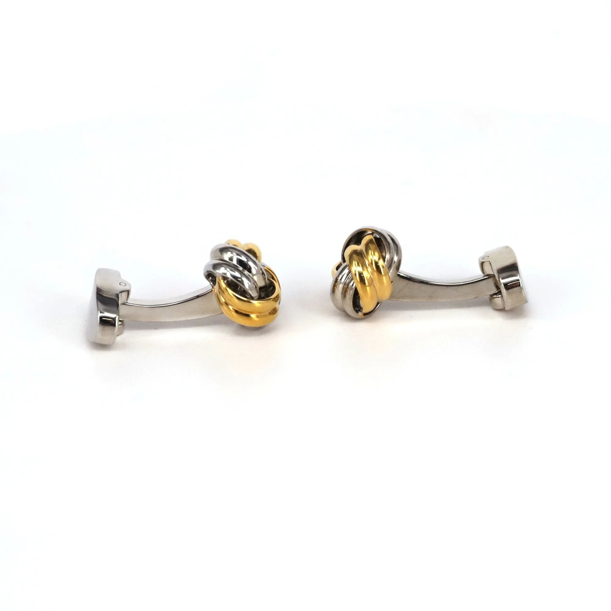 Classical Gold and Silver Tone knot Brass Cufflinks (Online Exclusive)
