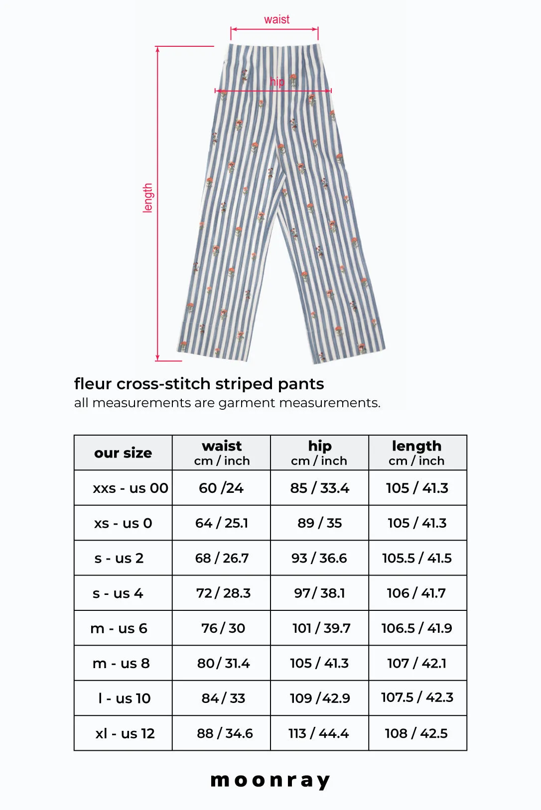Fleur cross-stitch striped pants