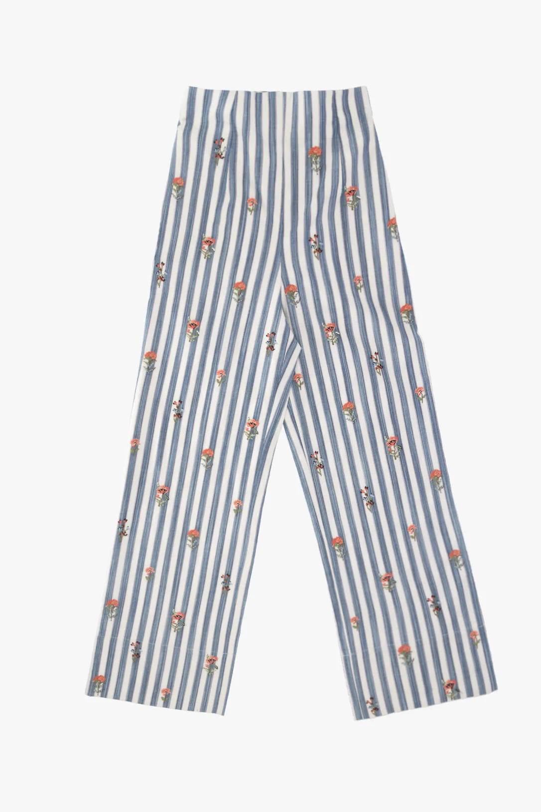 Fleur cross-stitch striped pants