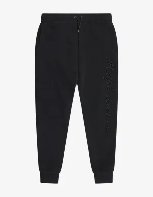 Navy Blue Logo Embroidery Sweat Pants -