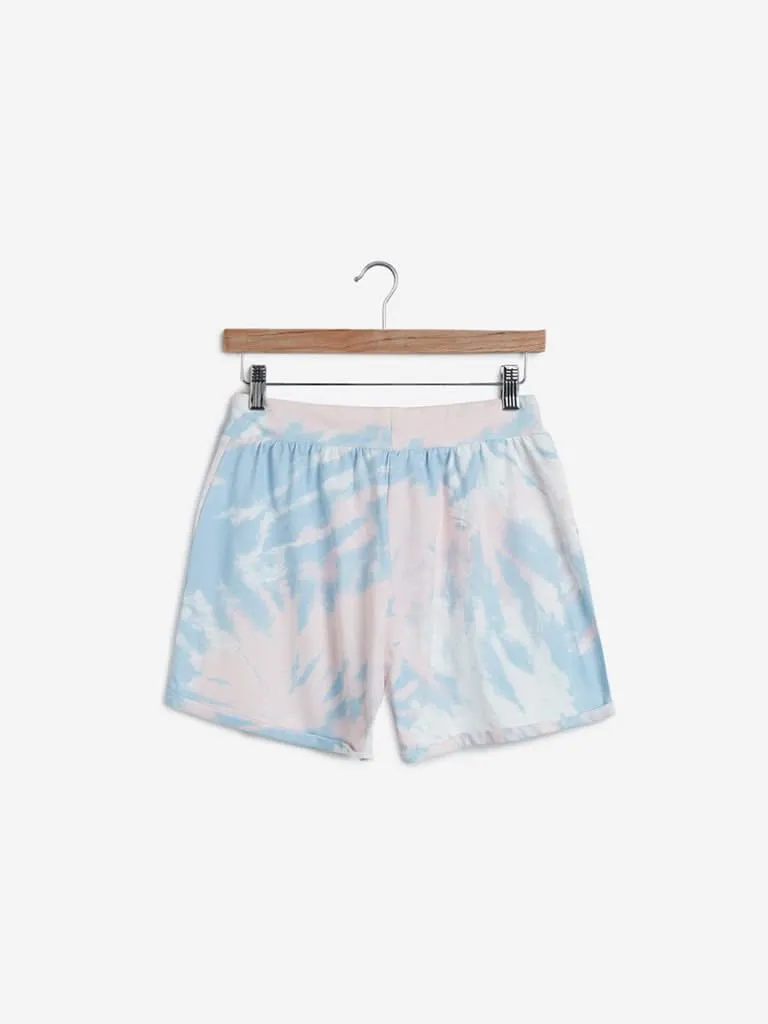 Studiofit Peach Tie-Dye Printed Shorts