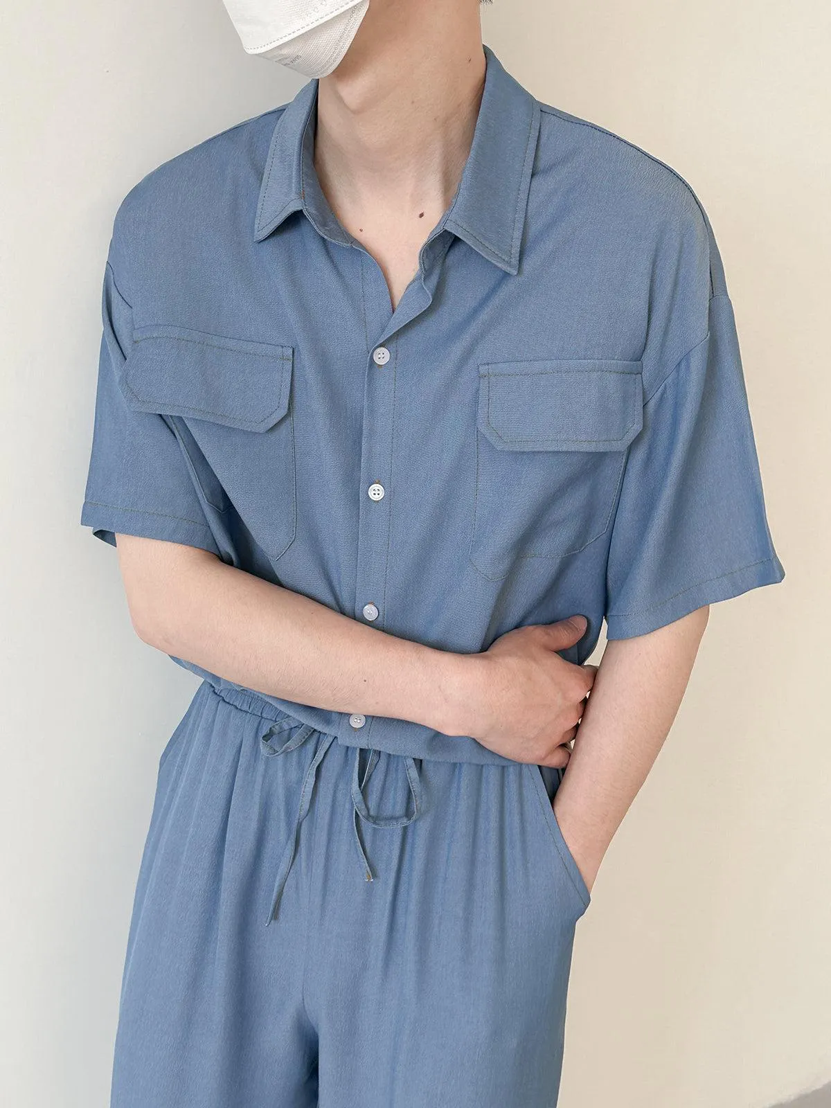 Zhou Flap Pocket Shirt & Drawstring Flow Pants Set