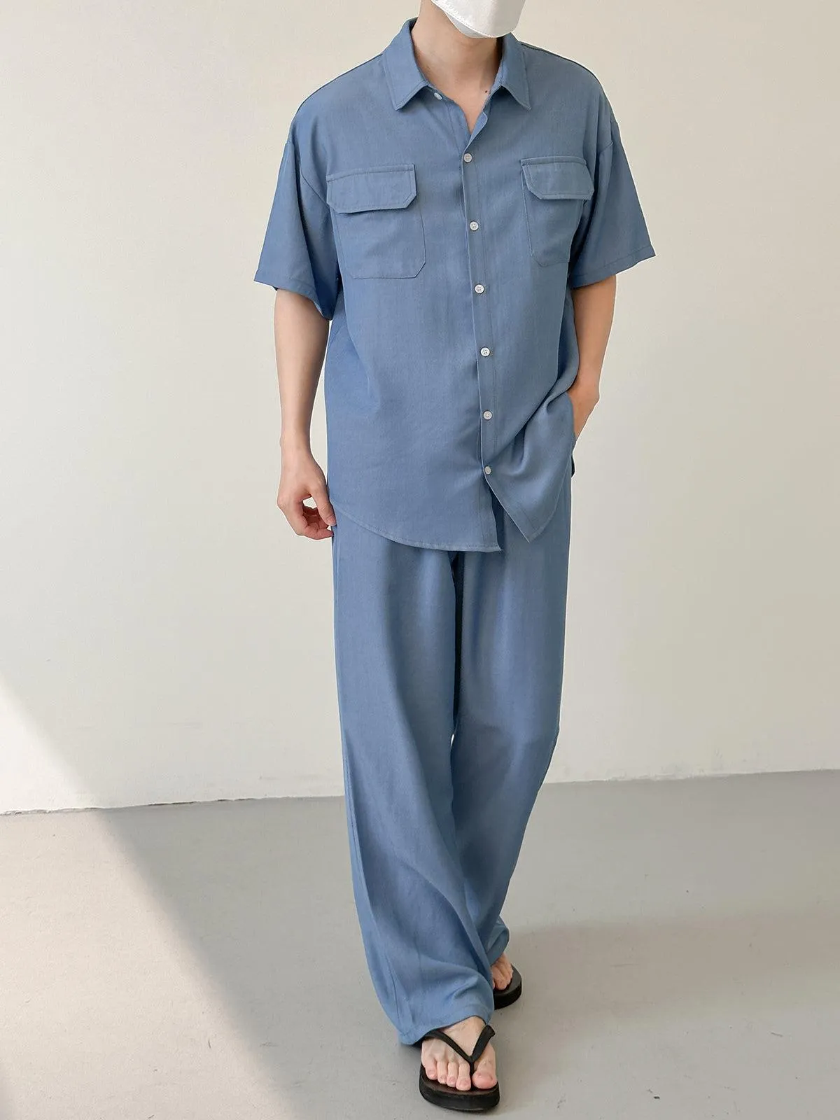 Zhou Flap Pocket Shirt & Drawstring Flow Pants Set