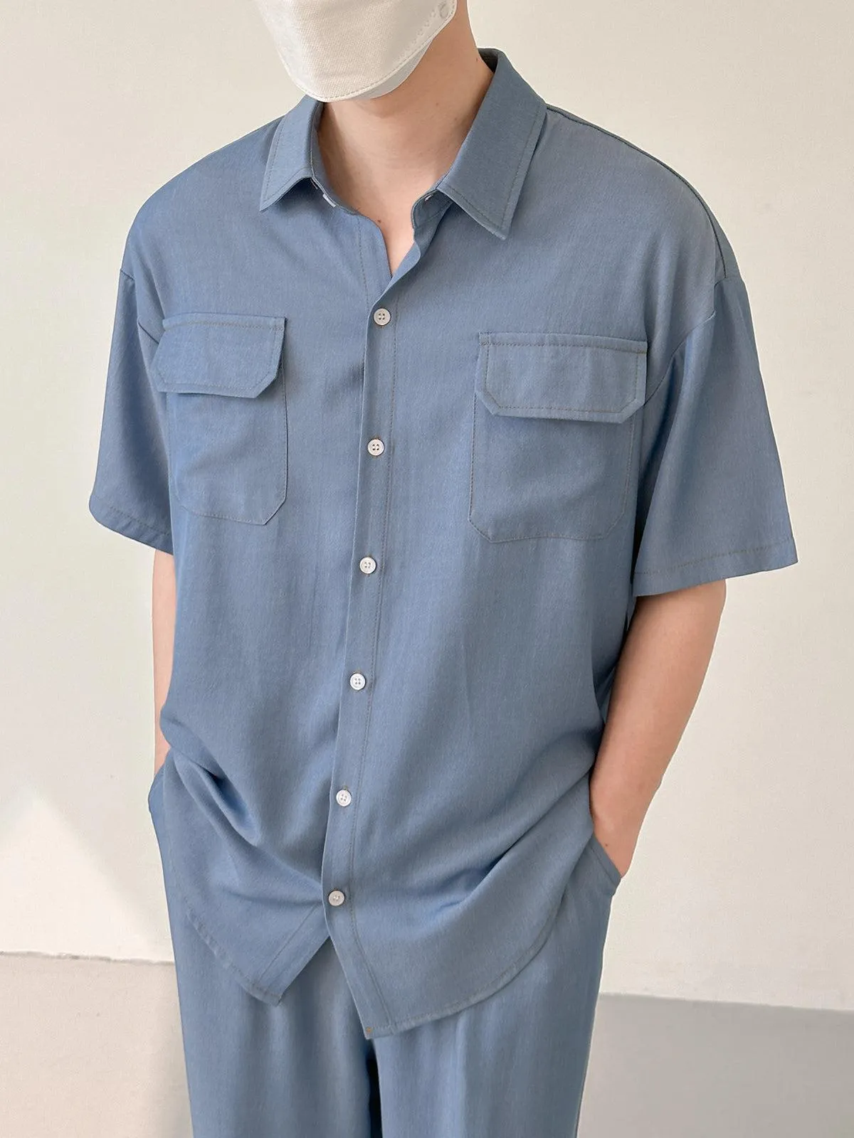 Zhou Flap Pocket Shirt & Drawstring Flow Pants Set